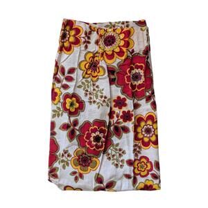 Vintage Linen Blend Floral Curtain Panel